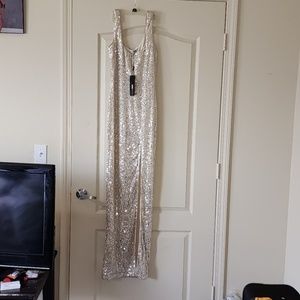 Brand New Long Sequin Dress with High Side Slit